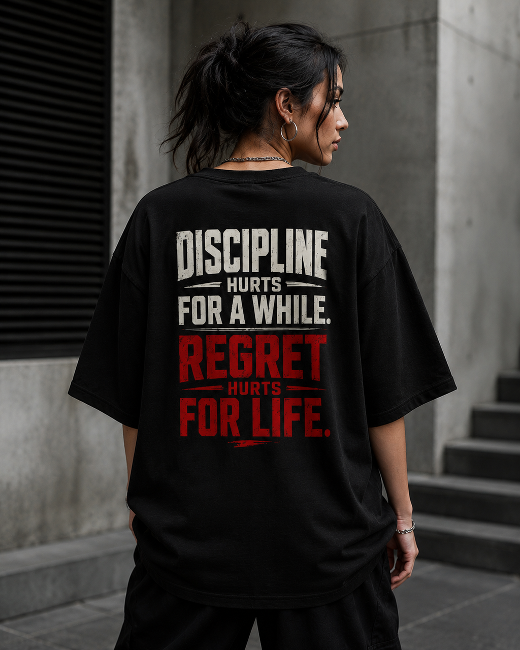 DISCIPLINE OVER REGRET OVERSIZED TEE