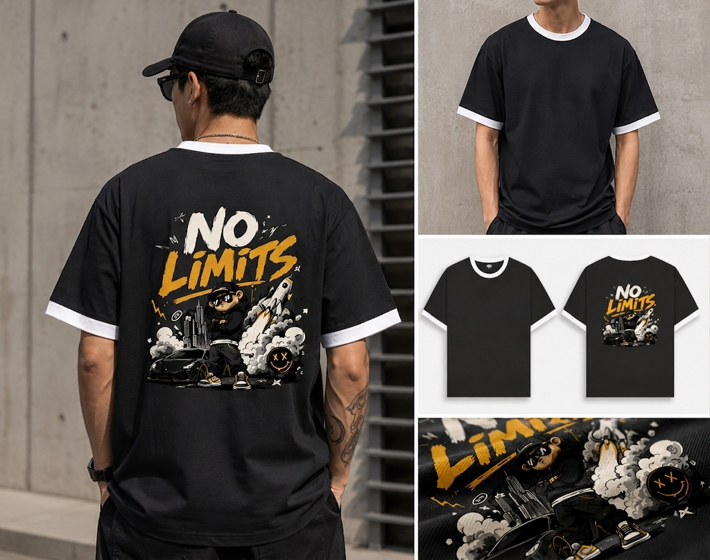 No Limits Graphic Print Premium Unisex Ringer T-Shirt | Streetwear Collection