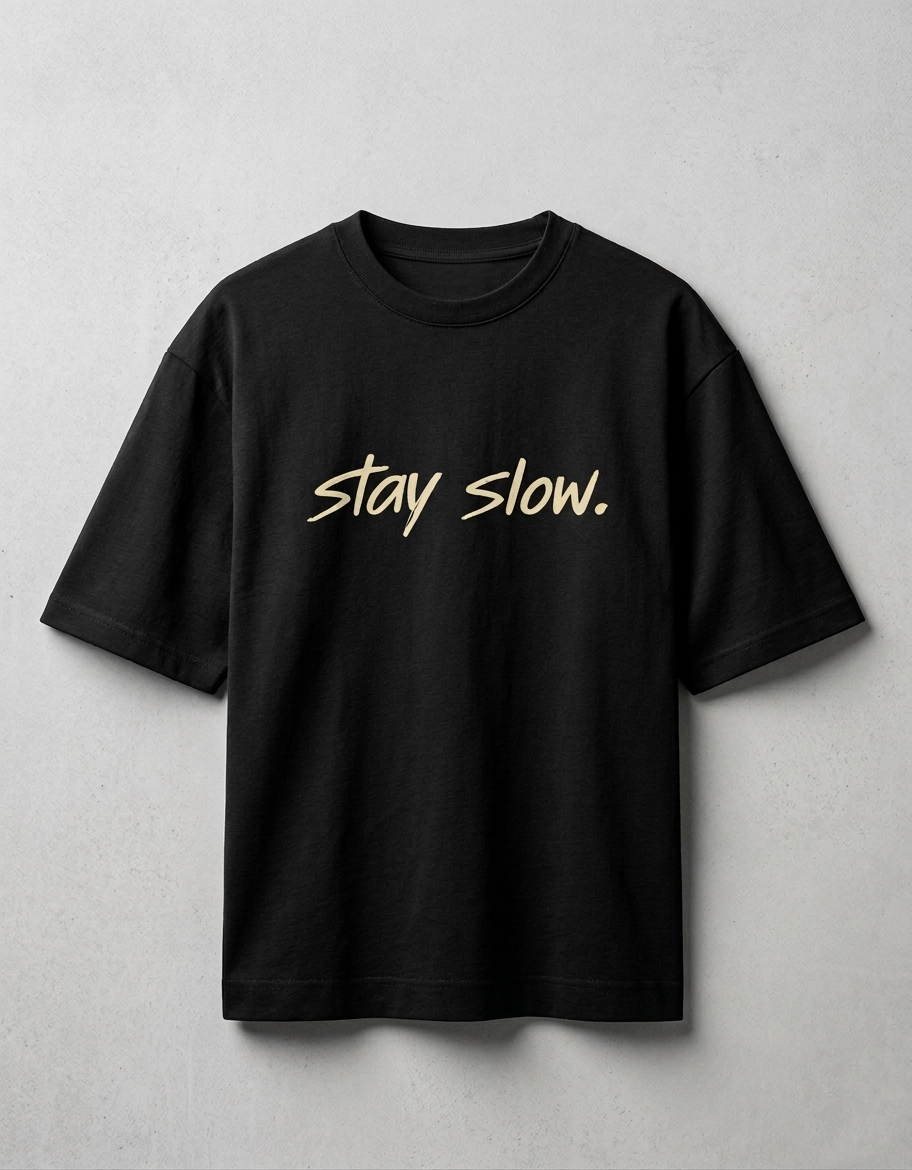 Stay Slow Oversized T-Shirt for Men & Women | Anime Back Print Streetwear | Premium Cotton Tee
